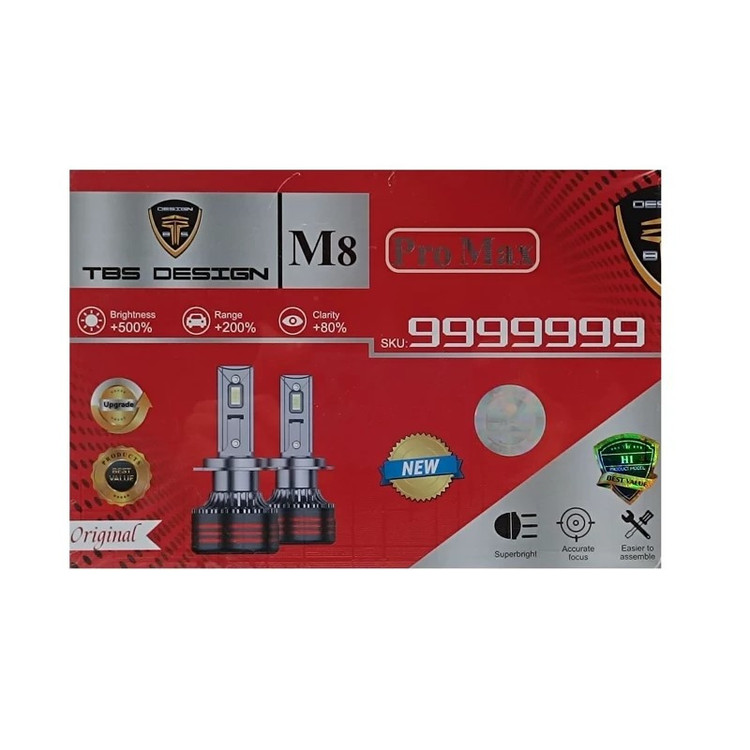 هدلایت تی بی اس دیزاین مدل M8pro max پایه h4 بسته 2 عددی